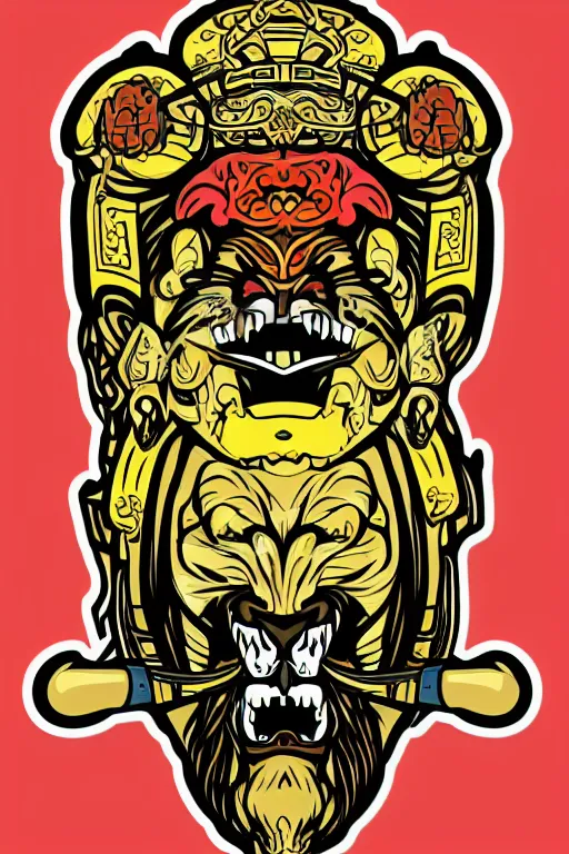 Image similar to Portrait of a lion as a samurai, samurai, japan, anime, sticker, colorful, illustration, highly detailed, simple, smooth and clean vector curves, no jagged lines, vector art, smooth