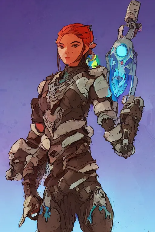 Image similar to combination suit armor aloy horizon forbidden west horizon zero dawn robot ninja mask helmet backpack tribal, art gta 5 comics, official fanart behance hd artstation by jesper ejsing, by rhads, makoto shinkai and lois van baarle, ilya kuvshinov, ossdraws radiating a glowing aura cgi rtx 2 0 2 2