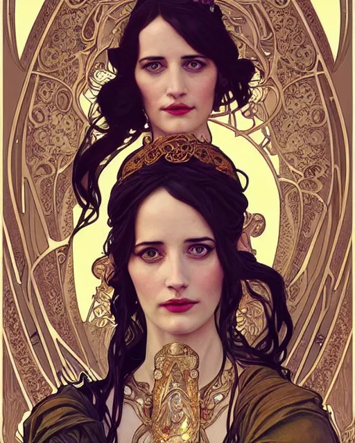 Prompt: eva green | highly detailed | very intricate | art nouveau | gold filigree | storybook illustration | soft cinematic lighting | award - winning | painted by mandy jurgens and alphonse mucha and alena aenami | pastel color palette | featured on artstation