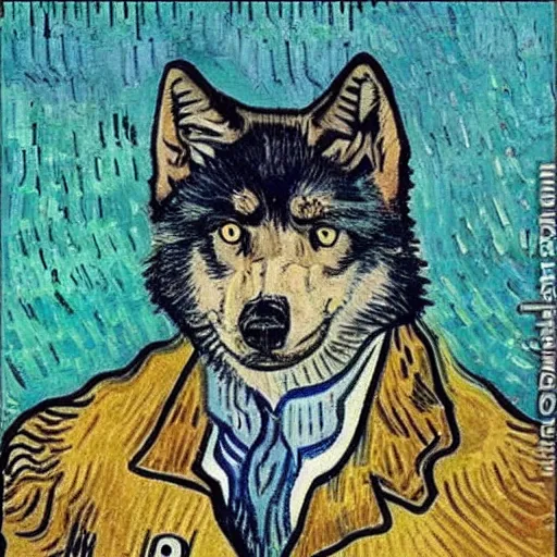 Image similar to retarded wolf, van gogh