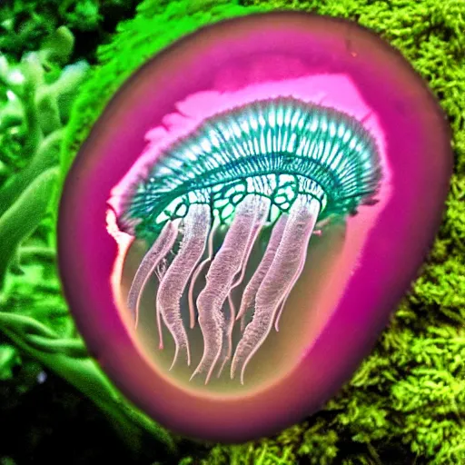 Prompt: plant, jelly fish. Jelly fish made of plants