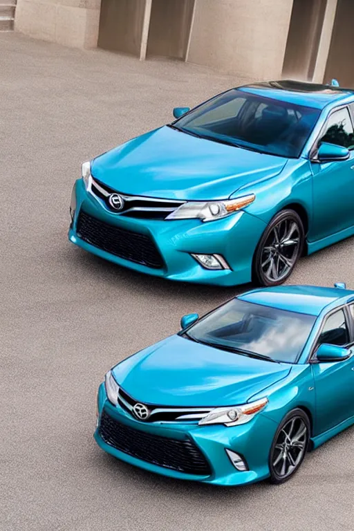 Image similar to toyota camry painted in aqua blue with chrome rims
