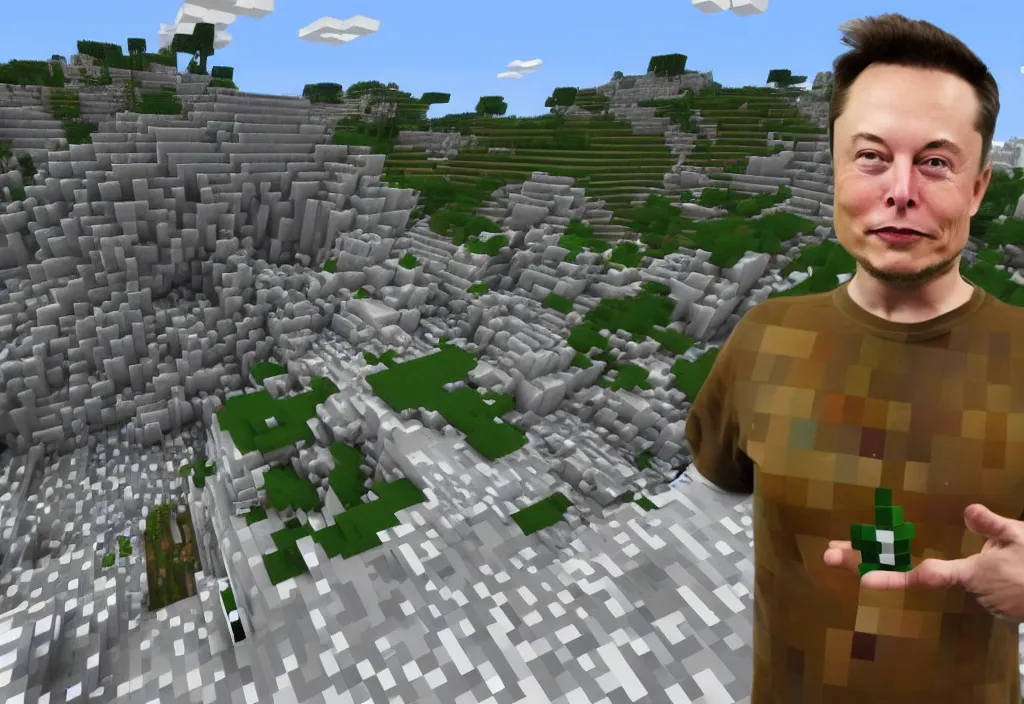 Image similar to elon musk in minecraft, elon musk in the video game minecraft, gameplay screenshot, close up, 3 d rendering. unreal engine. amazing likeness. very detailed.