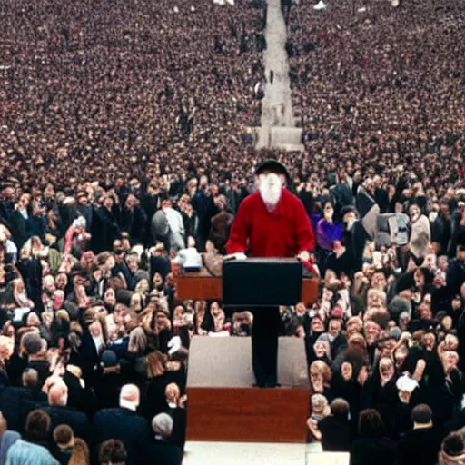 Prompt: george carlin, the president of the united states is george carlin, inauguration photo