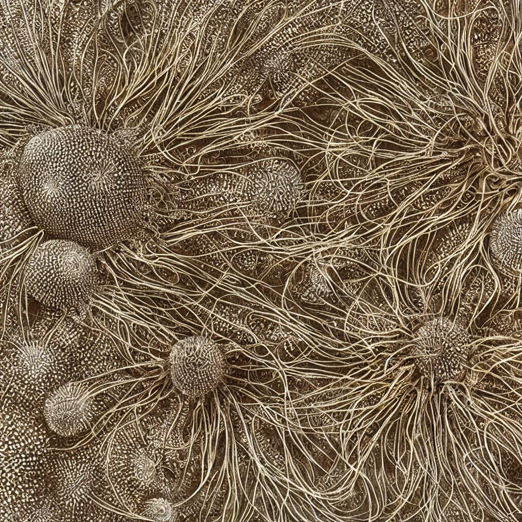 Image similar to complex sea urchin by ernst haeckel, closeup, fractal engravings, realistic cinema 4 d render, beach sand background, clear focus, very coherent, very detailed