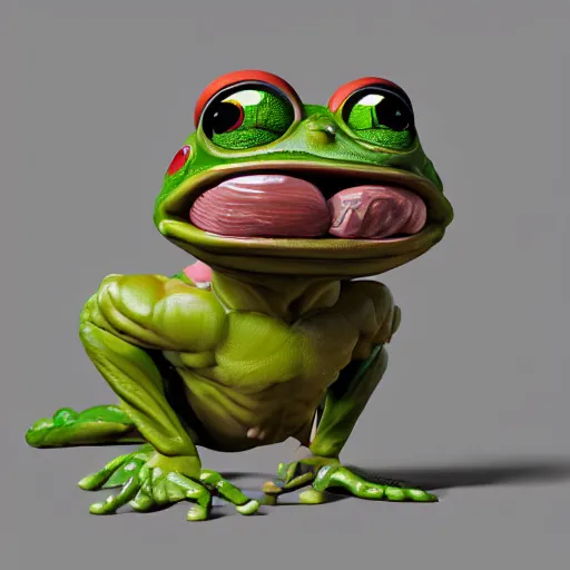 Prompt: bodybuilder pepe the frog, au naturel, hyper detailed, digital art, trending in artstation, cinematic lighting, studio quality, smooth render, unreal engine 5 rendered, octane rendered, art style by klimt and nixeu and ian sprigger and wlop and krenz cushart