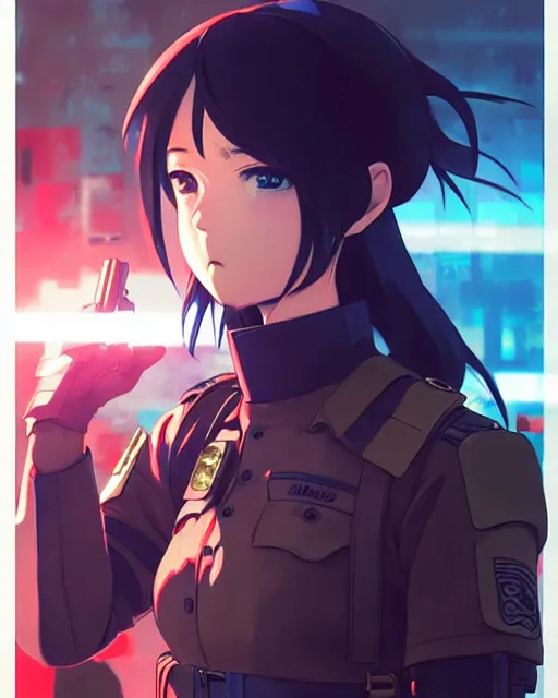 Image similar to soldier in riot gear | very very anime!!!, fine - face, audrey plaza, realistic shaded perfect face, fine details. anime. realistic shaded lighting poster by ilya kuvshinov katsuhiro otomo ghost - in - the - shell, magali villeneuve, artgerm, jeremy lipkin and michael garmash and rob rey