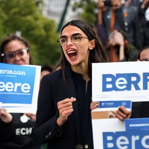 Prompt: Alexandria Ocasio Cortez as Bernie Sanders