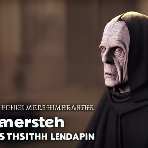 Image similar to emperor palpatine preaching to people at church, 8k cinematic lighting, very sharp detail, anatomically correct