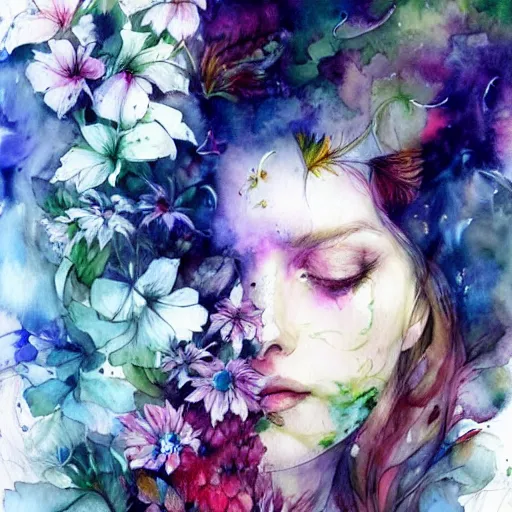 Image similar to watercolor garden by anna dittmann, by agnes cecile, by william turner