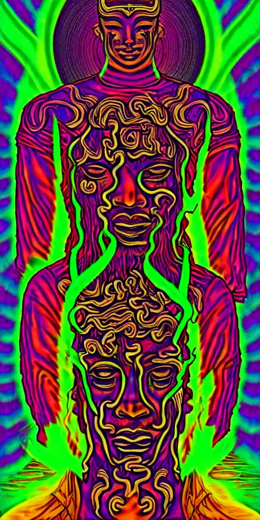 Image similar to god of psychedelics, faceless figure