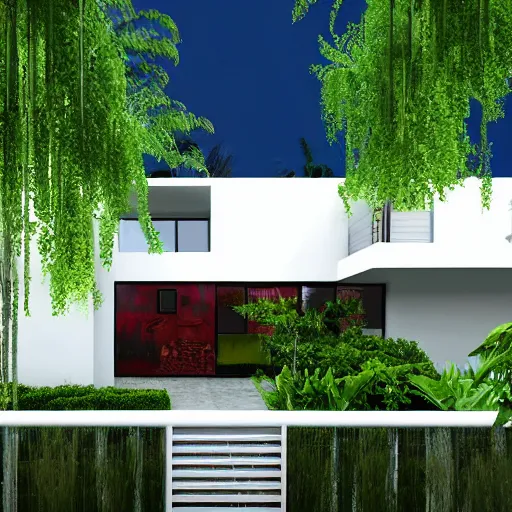 Image similar to modern house, surrounded by a lush jungle, hyper realistic, photo real, HD