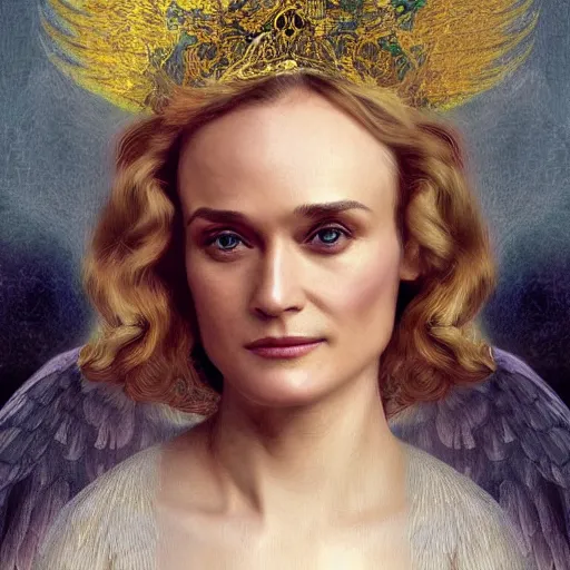 Image similar to diane kruger as an angel, detailed digital painting, pre - raphaelite, intricate