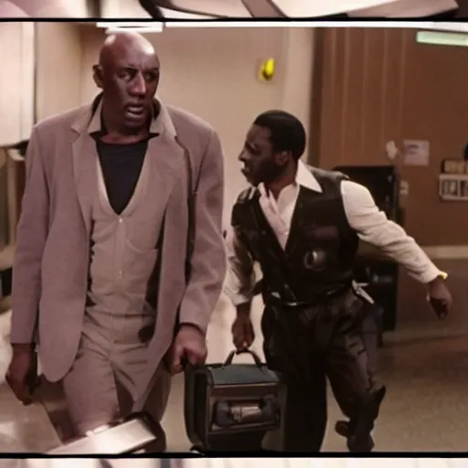 Prompt: John Shaft fights a briefcase full of Xenomorphs