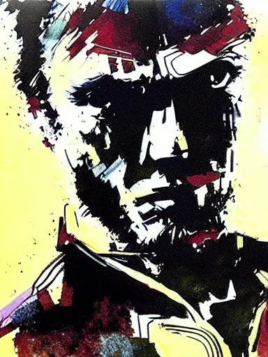 Image similar to clint eastwood by bill sienkiewicz, detailed, hyper-detailed