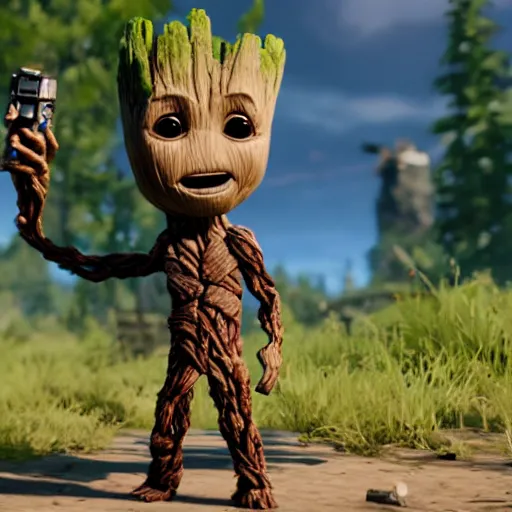 Image similar to Baby Groot + Grogu, RDR 2 mod