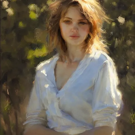 Image similar to Female portrait in morning sun, Danile Gerhartz, oil painting