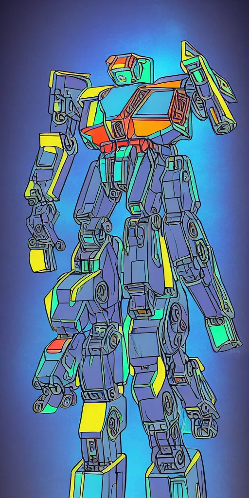 Image similar to blueprint of a colorful battletech mecha, technical draw, concept art, extreme detail, 3 5 mm, colorful, phone wallpaper