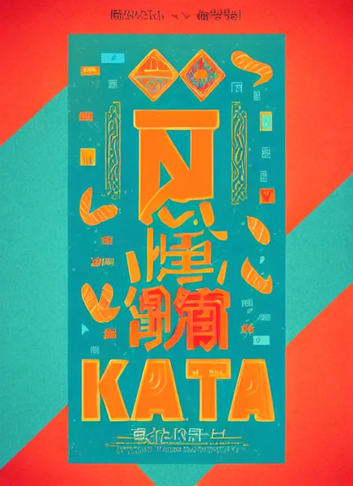 Image similar to poster design with bright and colorful vintage typographic Japanese katakana, layout design, illustrator vector graphics