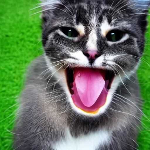 Image similar to selfie of a cute cat showing tongue