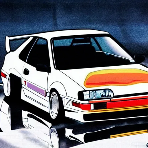 Image similar to volkswagen corrado initial d, anime art