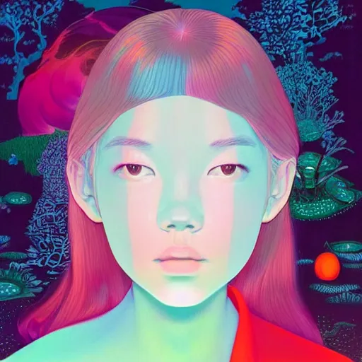 Image similar to portrait of a girl, beeple and james jean, chiho aoshima color scheme