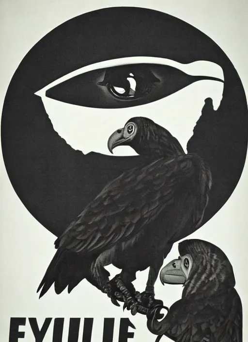 Prompt: vulture eye in 1940s propaganda poster, full hd,highly detailed