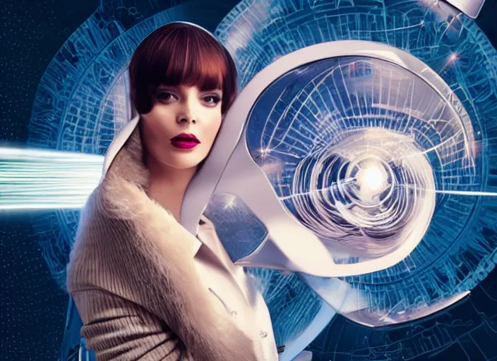 Image similar to une femme à la coiffure tourbillonnante, retrofuturism, reimagined by industrial light and magic