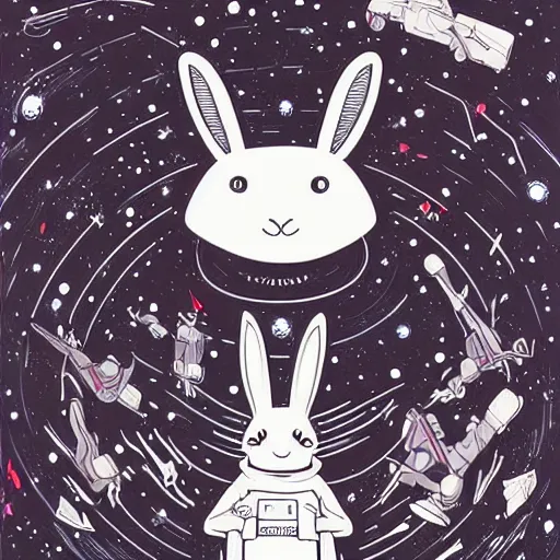 Image similar to A lost sci-fi rabbit, space rabbit, interstellar black hole, by James Jean And WLOPPRO