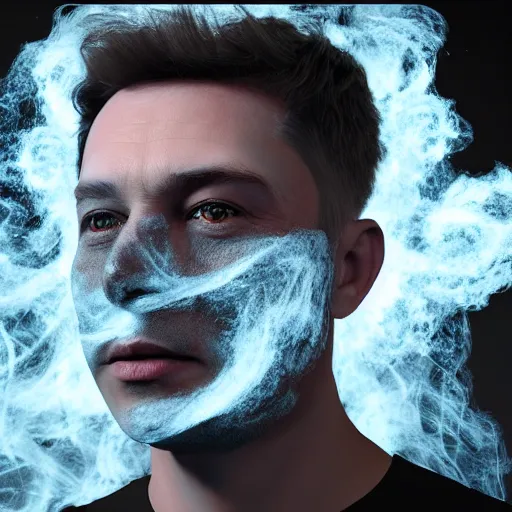 Prompt: face made of smoke simulation made of smoke simulation made of smoke simulation smoke simulation smoke simulation elon musk houdini houdini smoke particles houdini mesh emitting particles