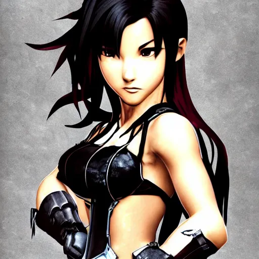 Image similar to fantasy art of tifa lionheart in style of fabio danielato