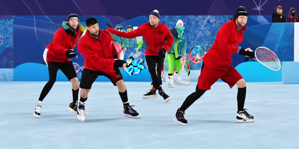 Prompt: ice tennis match 4k still image winter olympics