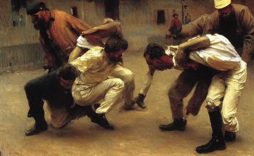 Image similar to high quality high detail painting by ilya repin, fbi arresting a man, hd