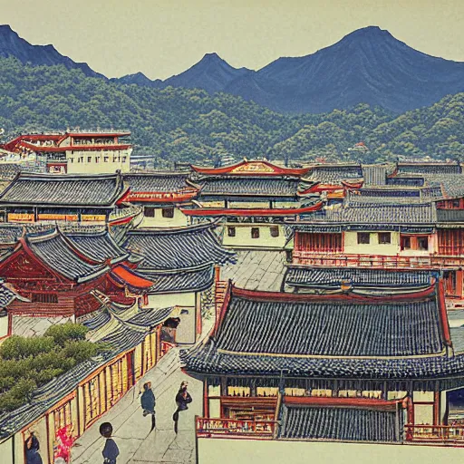 Image similar to Old Town of Lijiang, Hasui Kawase