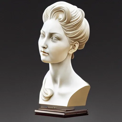 Prompt: beautiful lifelike award winning marble statue bust of iwakura lain trending on art station artgerm greg rutkowski alphonse mucha museum quality cinematic atmospheric