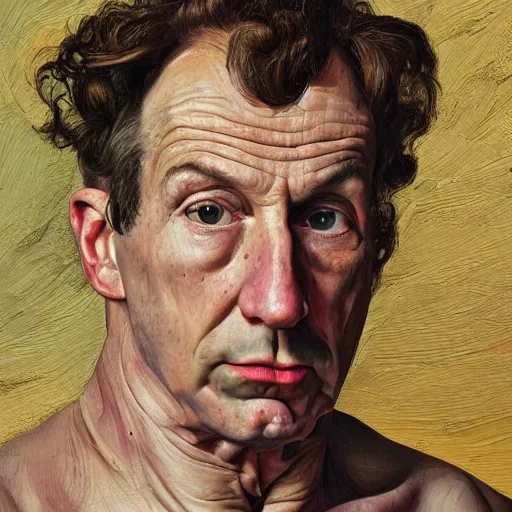 Image similar to high quality high detail painting by lucian freud, hd, joe rogan portrait