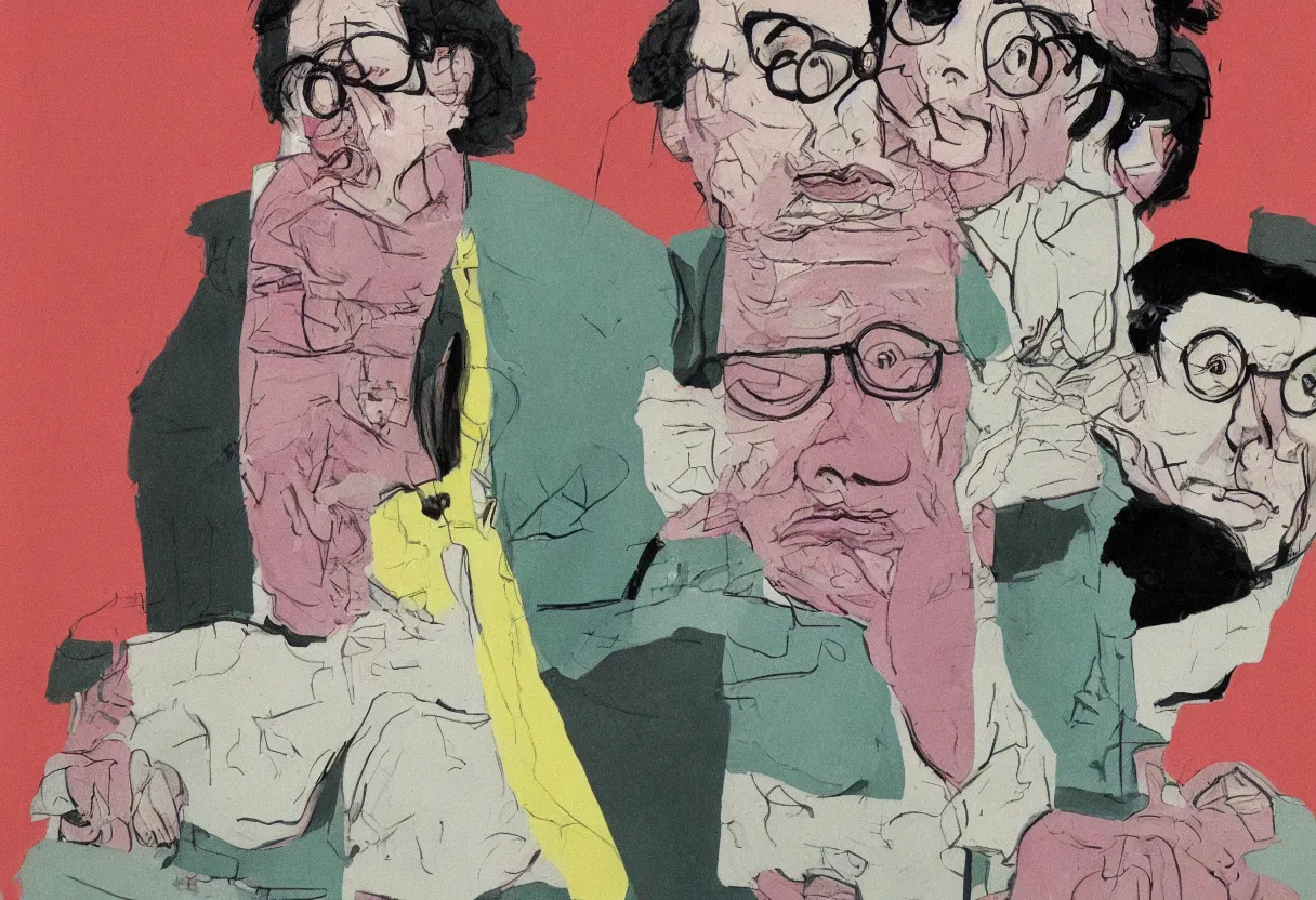 Prompt: todd solondz, high quality high detail graphic novel of todd solondz, clear sharp face of todd solondz, art by francis bacon,
