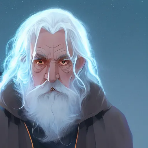 Image similar to J.R.R. Tolkien as Gandalf, ambient lighting, 4k, anime key visual, lois van baarle, ilya kuvshinov, rossdraws, artstation