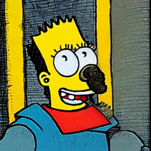 Image similar to bart simpson! wilhelm busch style