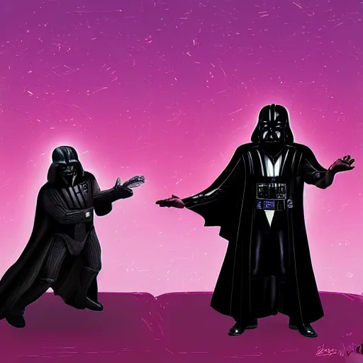 Prompt: the dark Lord dancing with darth vader, Digital art