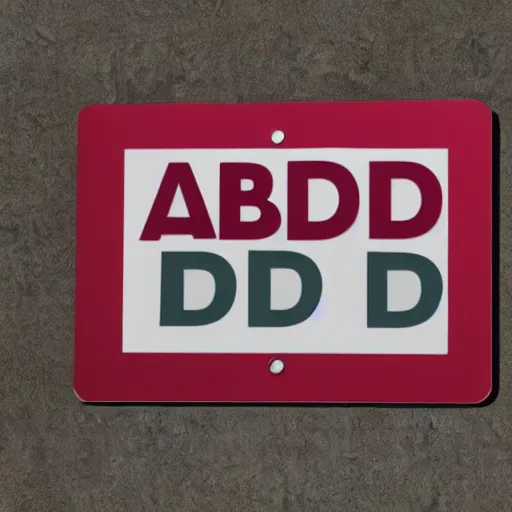 Prompt: A sign that says ABCD (photorealistic)