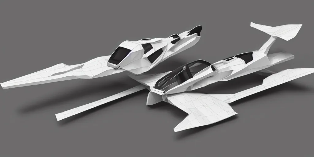 Image similar to side view of multiple low-poly sci-fi 3D hover racer designs