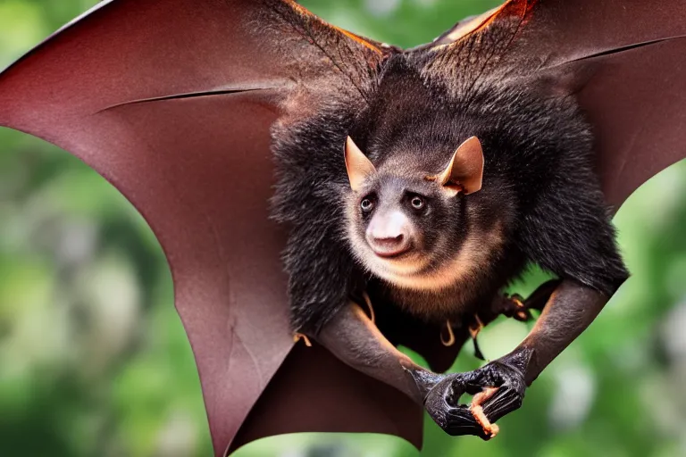 Image similar to Megabat, Fruit bat, Nature photography, airborne, mid-flight, professional photo, 8k