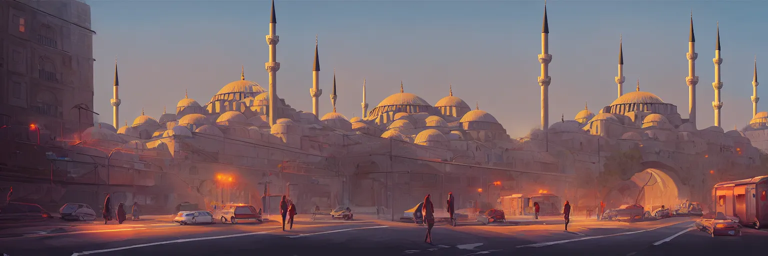 Image similar to a cinematic scene from istanbul bridge, concept art by nick ford and sylvain sarrailh,