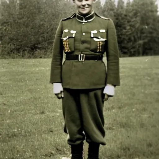 Image similar to Justin Truedau wearing a german soldier's uniform, colorized