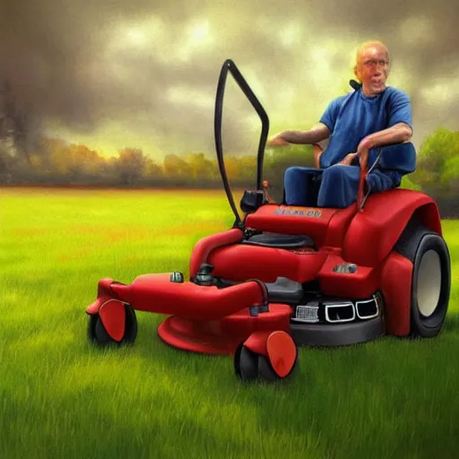 Prompt: a nuclear powered lawn mower, artstation hall of fame gallery, editors choice, #1 digital painting of all time, most beautiful image ever created, emotionally evocative, greatest art ever made, lifetime achievement magnum opus masterpiece, the most amazing breathtaking image with the deepest message ever painted, a thing of beauty beyond imagination or words