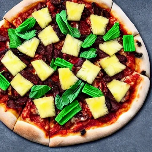 Image similar to dog shaped pineapple toppings on a pizza