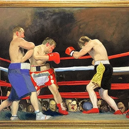 Image similar to a boxing match, by george bellows