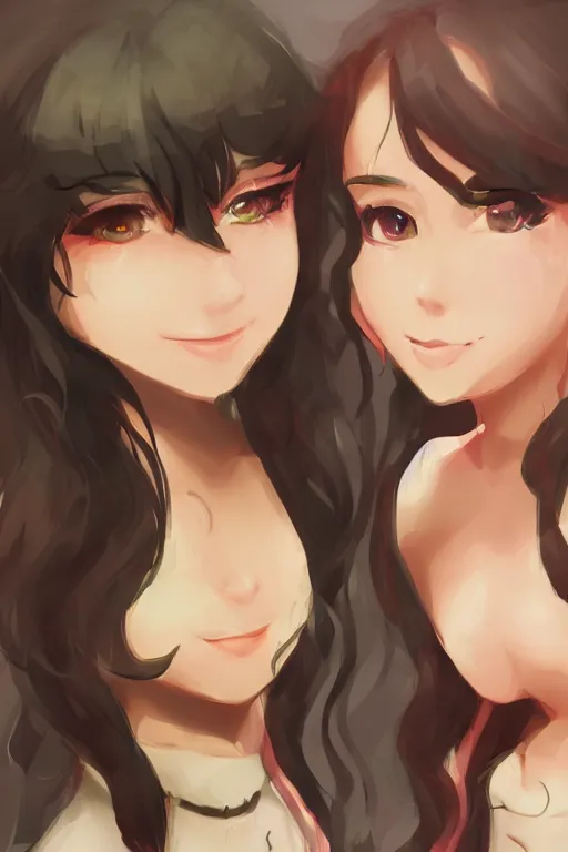 Prompt: two beautiful idols standing face to face, trending artstation, pixiv, detailed digital art