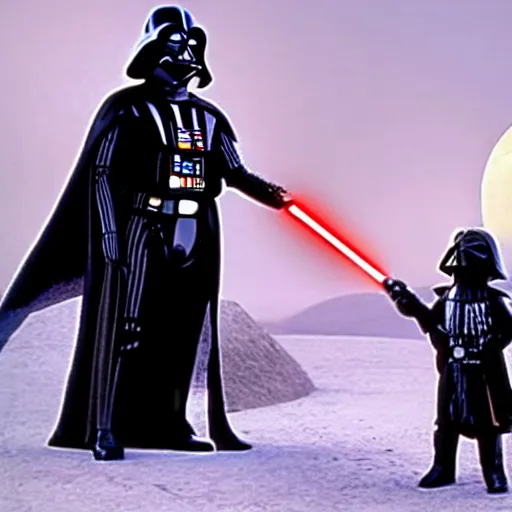 Image similar to a still of darth vader and luke in nightmare before christmas